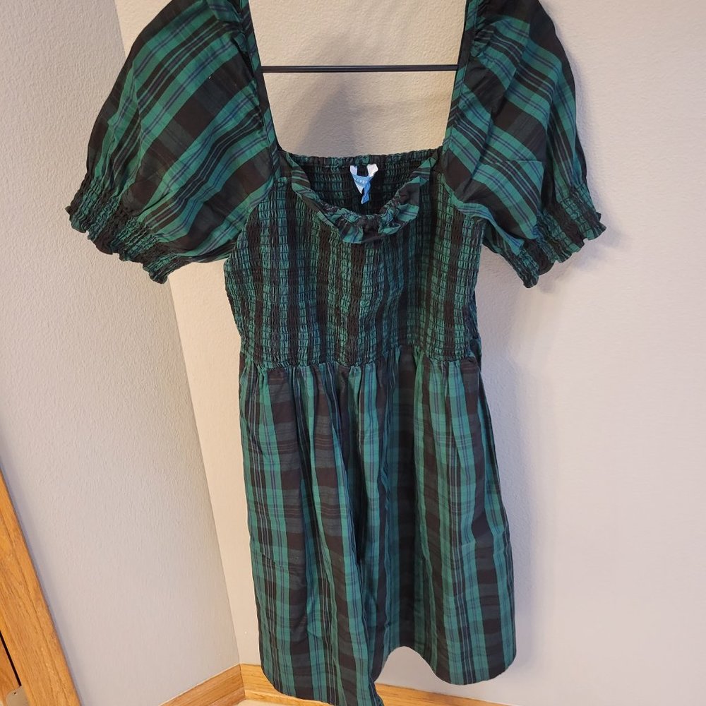 Draper James Cam Smocked Blackwatch Plaid Dress